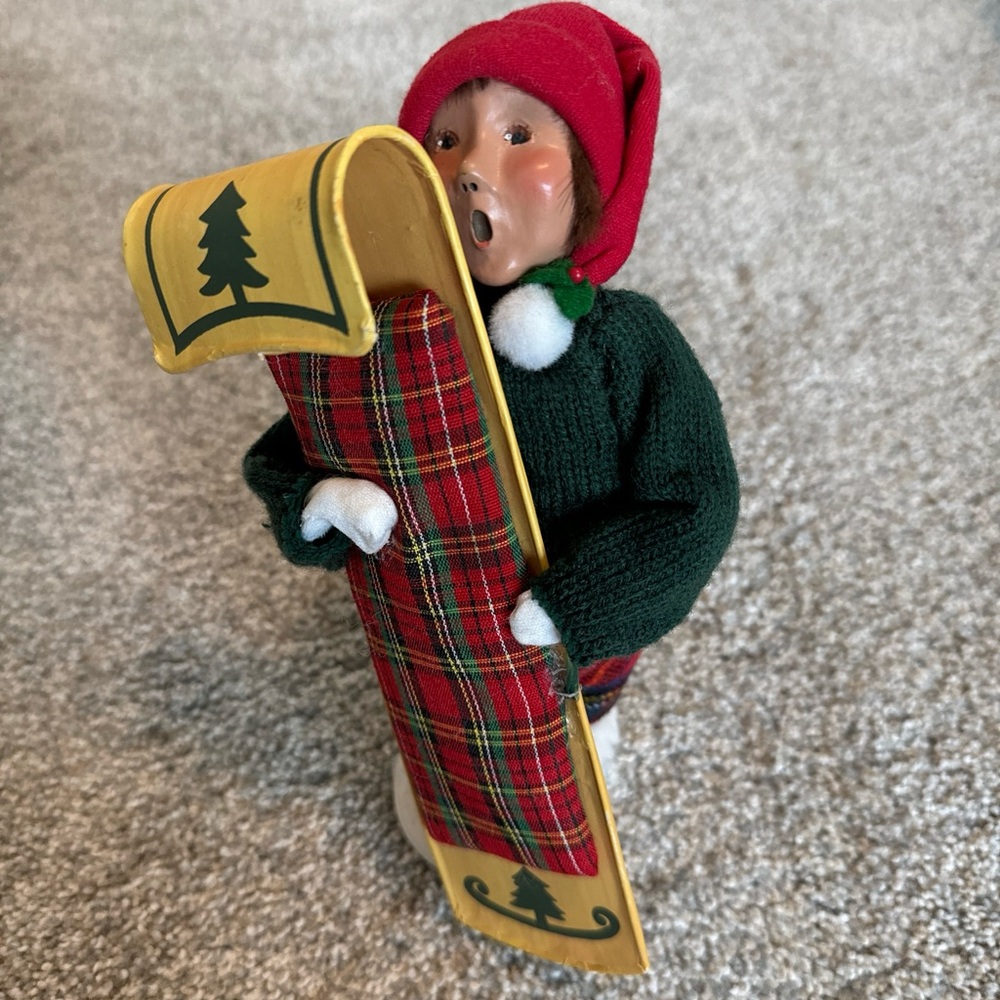 Byers Choice 2000 Boy with Toboggan Signed 64/100